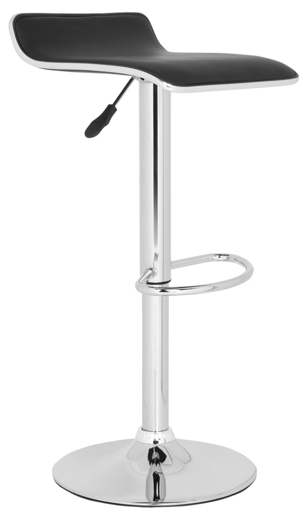 Safavieh Chaunda Swivel Bar Stool – Modern Chrome Frame With Adjustable Seat For Kitchen And Home Bars Black FOX7517B