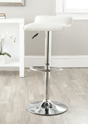 Safavieh Kemonti Chic Swivel Bar Stool With Adjustable Height, Quilted Faux Leather, And Chrome Base For Style White FOX7518A