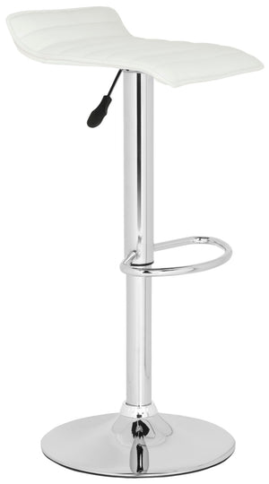 Safavieh Kemonti Chic Swivel Bar Stool With Adjustable Height, Quilted Faux Leather, And Chrome Base For Style White FOX7518A