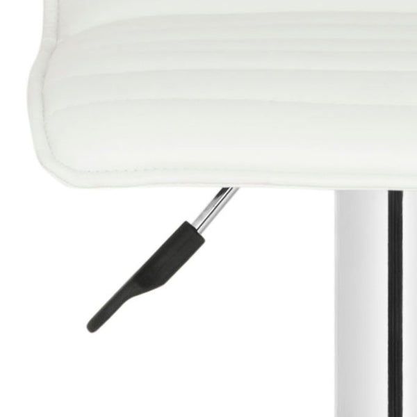 Safavieh Kemonti Chic Swivel Bar Stool With Adjustable Height, Quilted Faux Leather, And Chrome Base For Style White FOX7518A