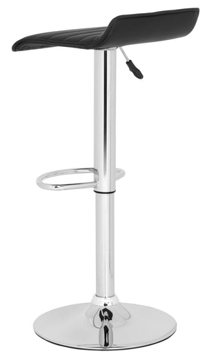 Safavieh Kemonti Chic Swivel Bar Stool With Adjustable Height, Quilted Faux Leather, And Chrome Base For Style Black FOX7518B