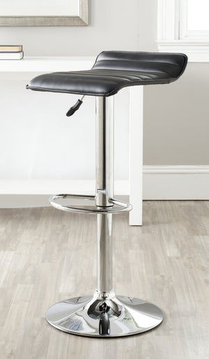 Safavieh Kemonti Chic Swivel Bar Stool With Adjustable Height, Quilted Faux Leather, And Chrome Base For Style Black FOX7518B