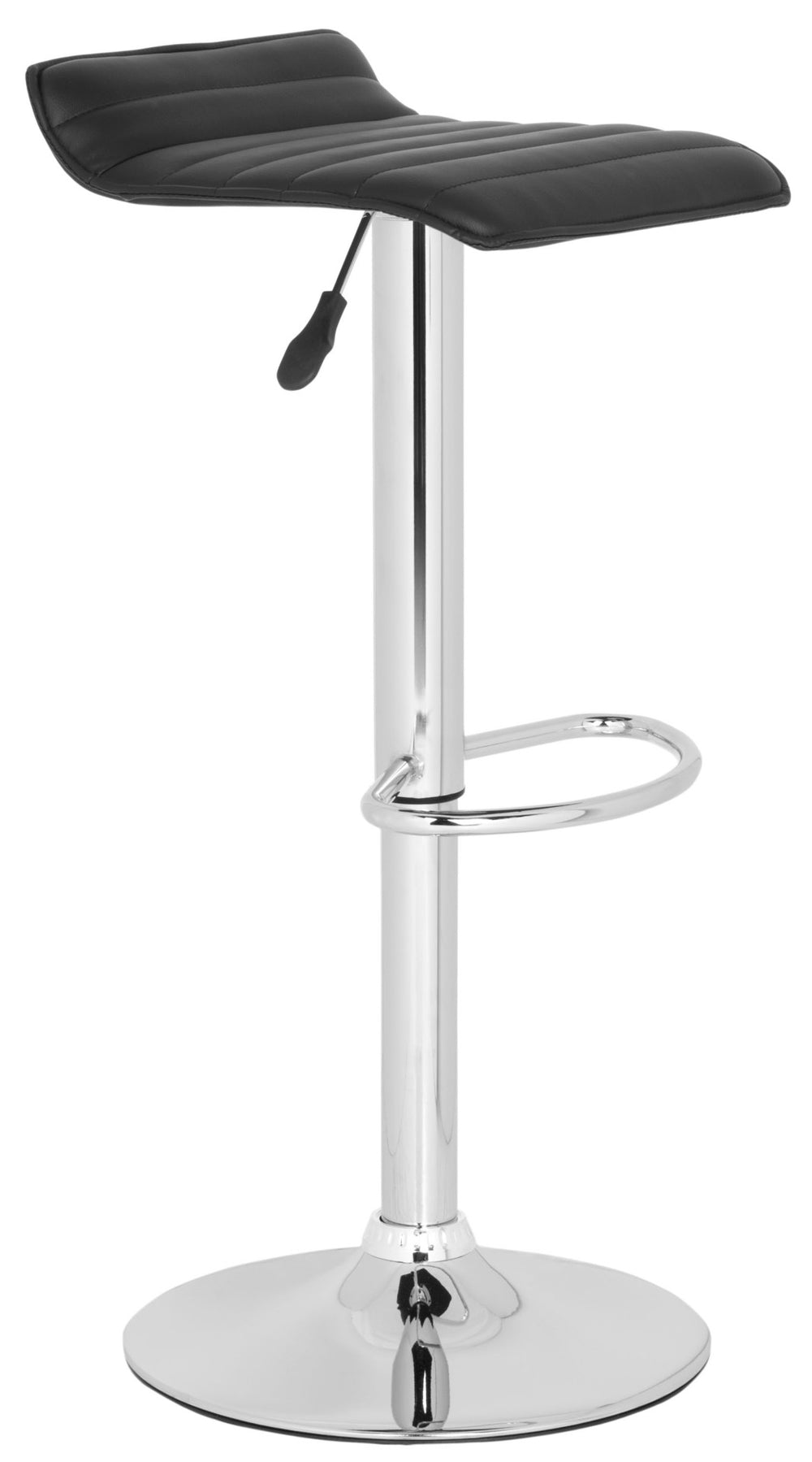 Safavieh Kemonti Chic Swivel Bar Stool With Adjustable Height, Quilted Faux Leather, And Chrome Base For Style Black FOX7518B