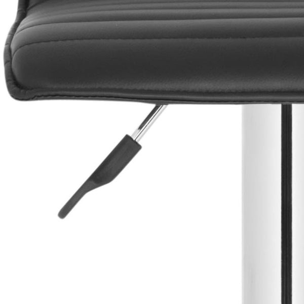 Safavieh Kemonti Chic Swivel Bar Stool With Adjustable Height, Quilted Faux Leather, And Chrome Base For Style Black FOX7518B