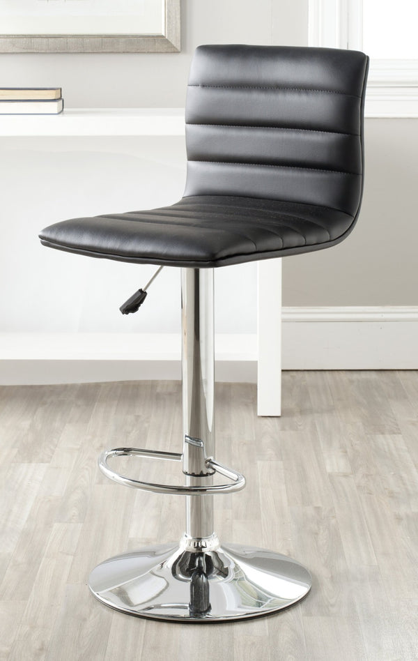 Safavieh Arissa Swivel Bar Stool - Modern Glamour Meets Comfort With High Back & Chrome Accents For Chic Spaces Black FOX7519B