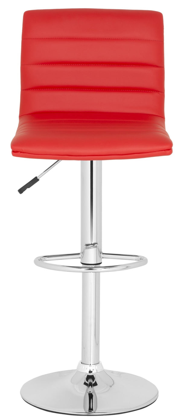 Safavieh Arissa Swivel Bar Stool - Modern Glamour Meets Comfort With High Back & Chrome Accents For Chic Spaces Red FOX7519C