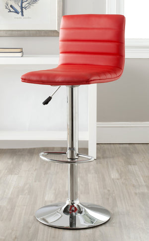 Safavieh Arissa Swivel Bar Stool - Modern Glamour Meets Comfort With High Back & Chrome Accents For Chic Spaces Red FOX7519C