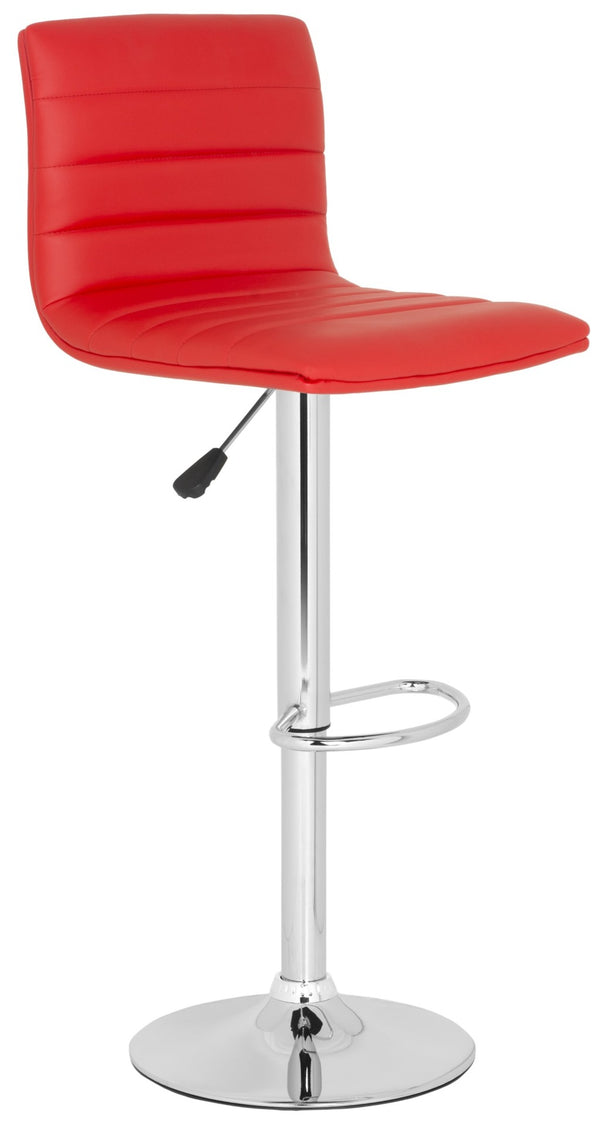 Safavieh Arissa Swivel Bar Stool - Modern Glamour Meets Comfort With High Back & Chrome Accents For Chic Spaces Red FOX7519C