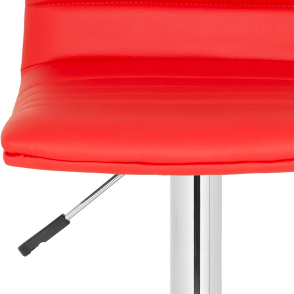 Safavieh Arissa Swivel Bar Stool - Modern Glamour Meets Comfort With High Back & Chrome Accents For Chic Spaces Red FOX7519C
