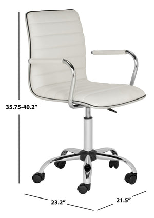 Safavieh Jonika Modern Swivel Desk Chair – Ergonomic Comfort, Adjustable Height & Easy-Care Upholstery Design White FOX7520A