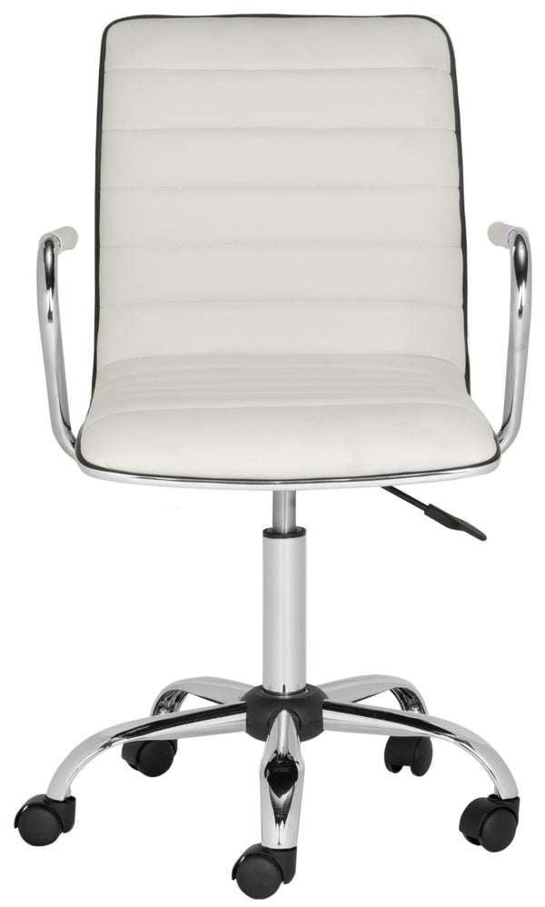 Safavieh Jonika Modern Swivel Desk Chair – Ergonomic Comfort, Adjustable Height & Easy-Care Upholstery Design White FOX7520A