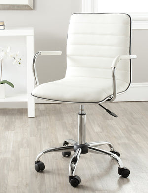 Safavieh Jonika Modern Swivel Desk Chair – Ergonomic Comfort, Adjustable Height & Easy-Care Upholstery Design White FOX7520A