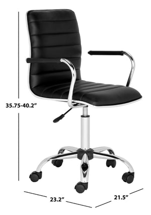Safavieh Jonika Modern Swivel Desk Chair – Ergonomic Comfort, Adjustable Height & Easy-Care Upholstery Design Black FOX7520B