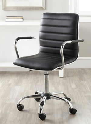 Safavieh Jonika Modern Swivel Desk Chair – Ergonomic Comfort, Adjustable Height & Easy-Care Upholstery Design Black FOX7520B