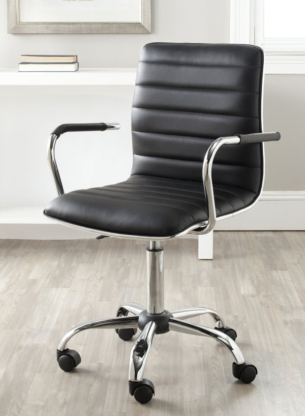 Safavieh Jonika Modern Swivel Desk Chair – Ergonomic Comfort, Adjustable Height & Easy-Care Upholstery Design Black FOX7520B