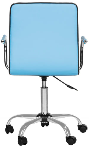 Safavieh Jonika Modern Desk Chair - Stylish Blue Vegan Leather, Ergonomic Support, Adjustable Height Design FOX7520E