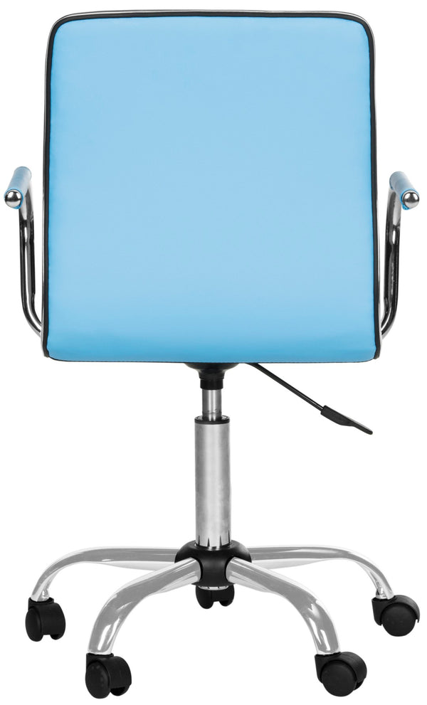 Safavieh Jonika Modern Desk Chair - Stylish Blue Vegan Leather, Ergonomic Support, Adjustable Height Design FOX7520E