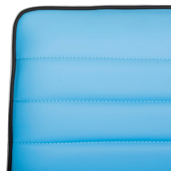 Safavieh Jonika Modern Desk Chair - Stylish Blue Vegan Leather, Ergonomic Support, Adjustable Height Design FOX7520E