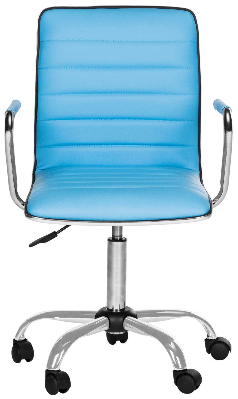 Safavieh Jonika Modern Desk Chair - Stylish Blue Vegan Leather, Ergonomic Support, Adjustable Height Design FOX7520E