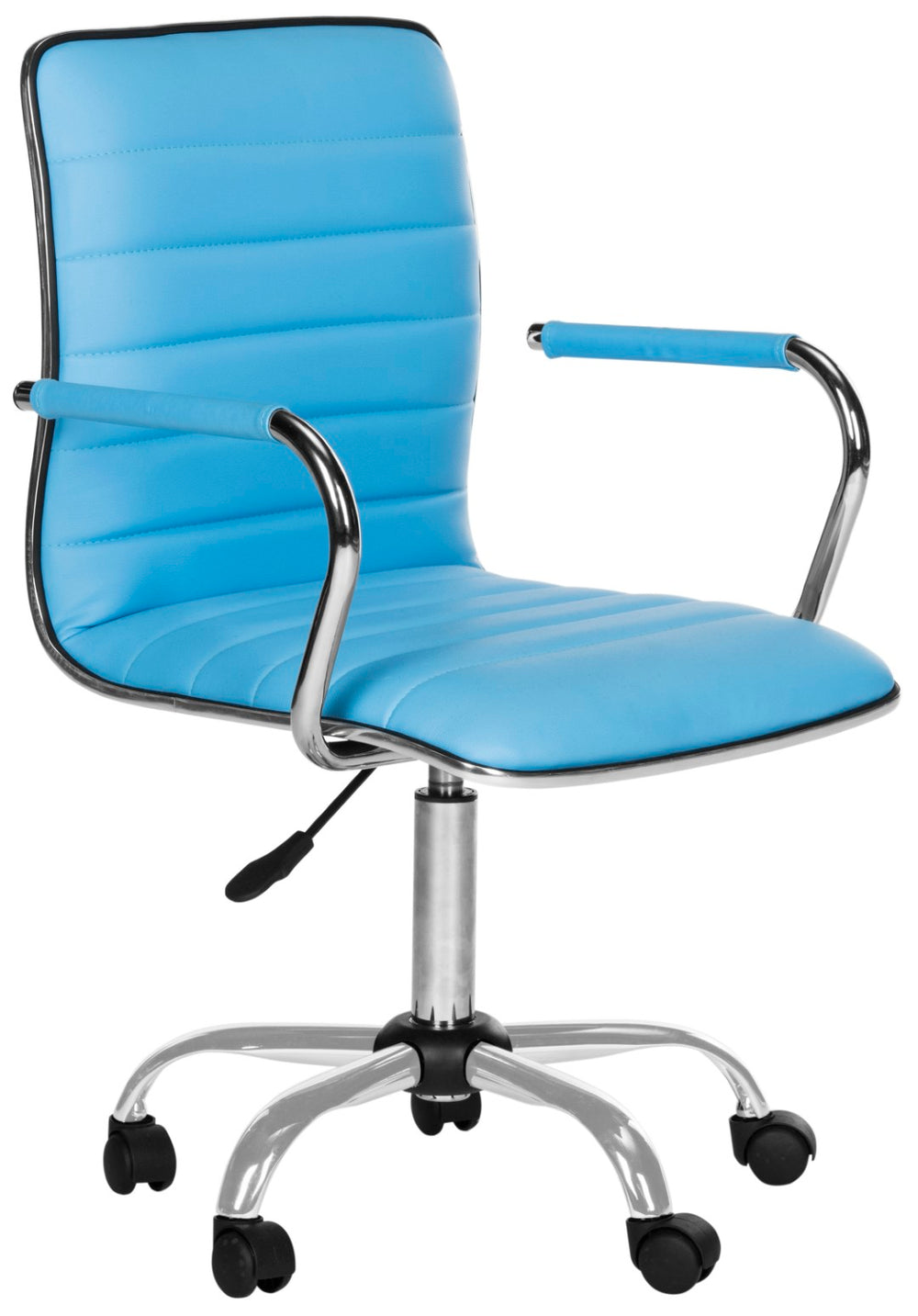 Safavieh Jonika Modern Desk Chair - Stylish Blue Vegan Leather, Ergonomic Support, Adjustable Height Design FOX7520E