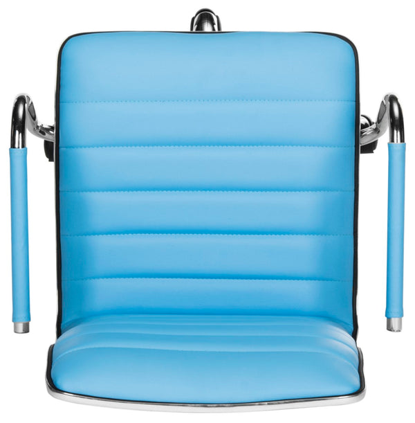 Safavieh Jonika Modern Desk Chair - Stylish Blue Vegan Leather, Ergonomic Support, Adjustable Height Design FOX7520E