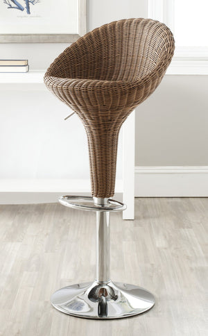 Safavieh Nrdika Swivel Barstool - Modern Faux Wicker Design With Adjustable Seat Height & 360° Smooth Swivel FOX7522A