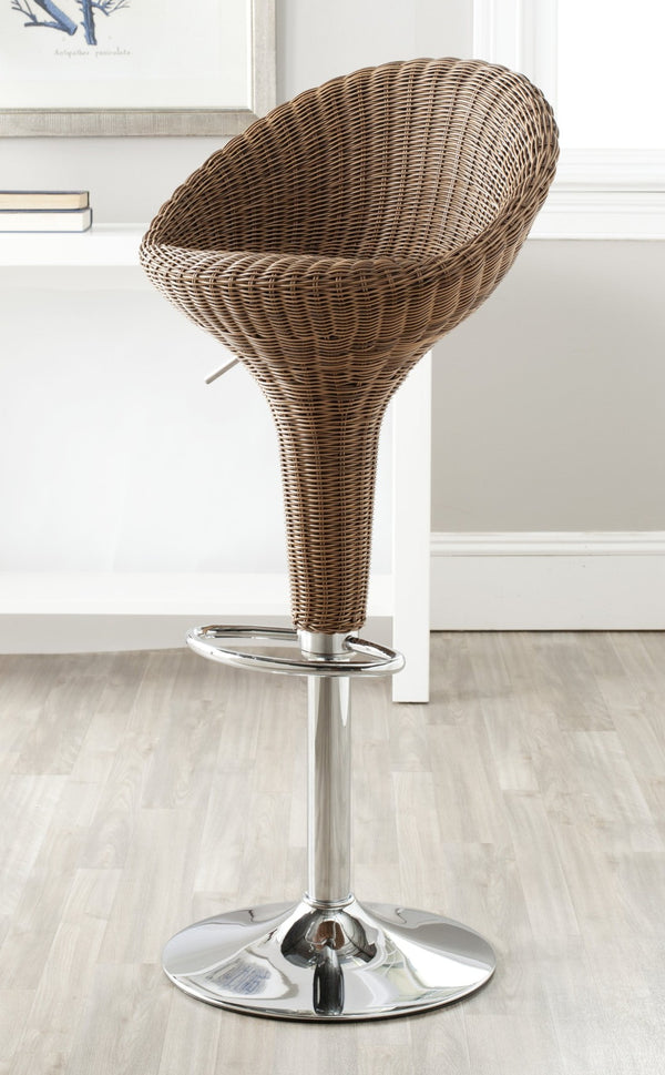 Safavieh Nrdika Swivel Barstool - Modern Faux Wicker Design With Adjustable Seat Height & 360° Smooth Swivel FOX7522A