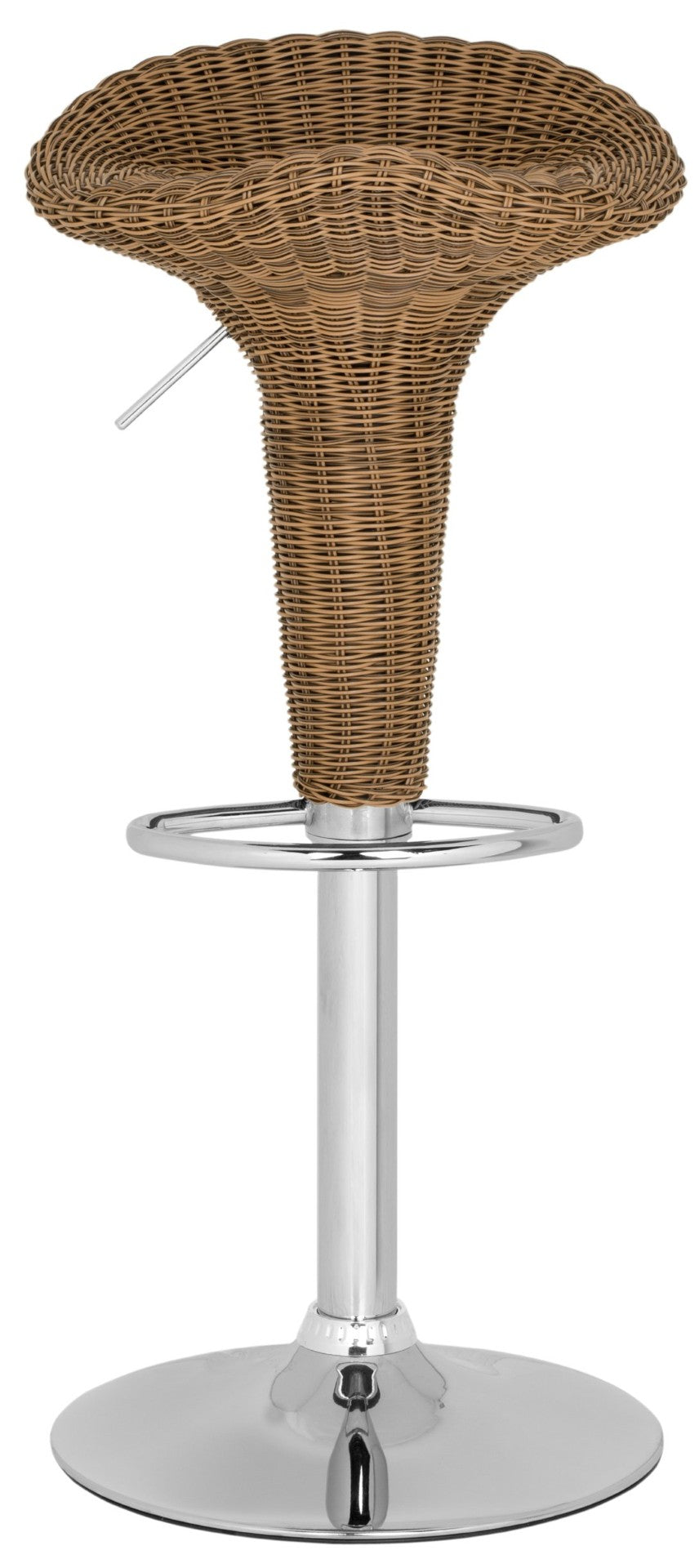 Safavieh Moesha Swivel Barstool - Adjustable Wicker Seat With Chrome Accents For Modern Kitchen & Bar Use FOX7523A