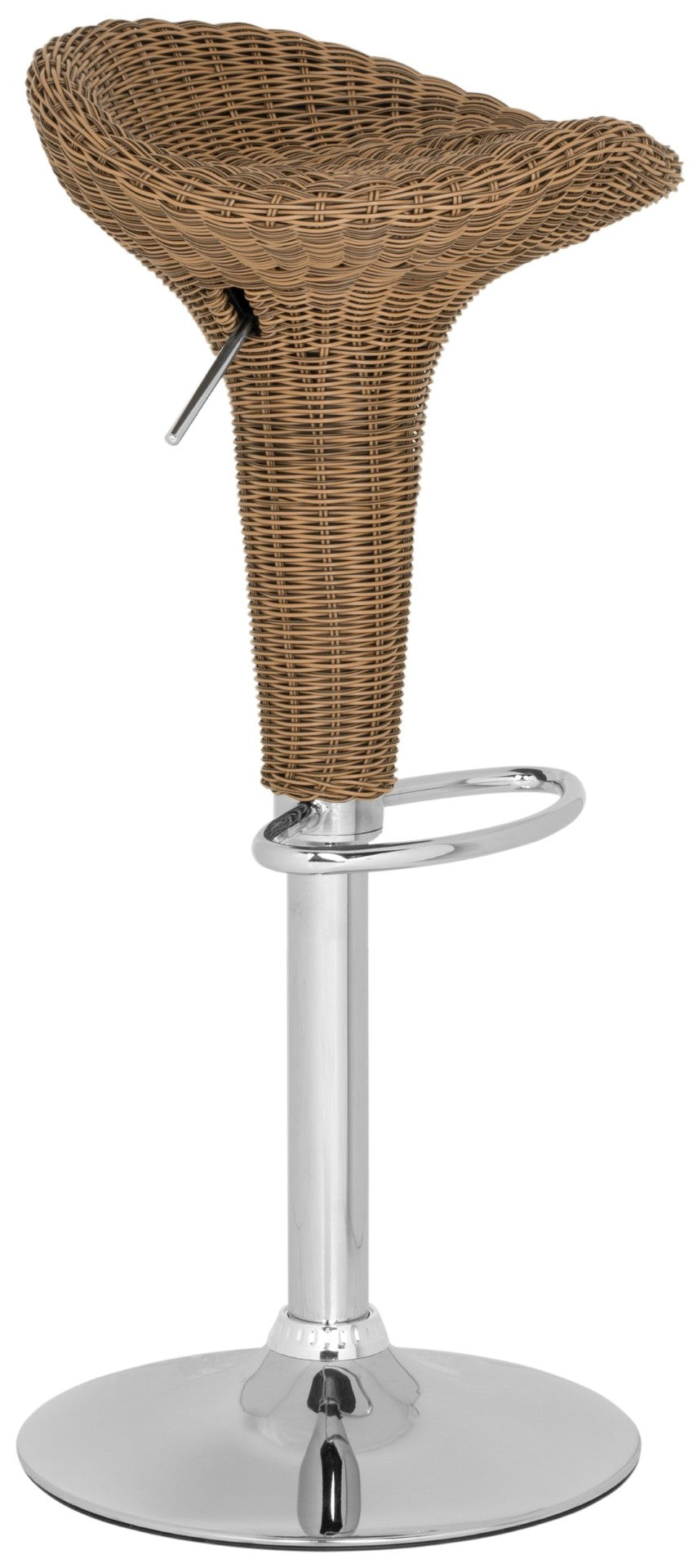 Safavieh Moesha Swivel Barstool - Adjustable Wicker Seat With Chrome Accents For Modern Kitchen & Bar Use FOX7523A