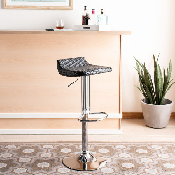 Safavieh Juji Modern Adjustable Swivel Bar Stool With Basket-Weave Design For Kitchen And Home Bar Seating FOX7527B