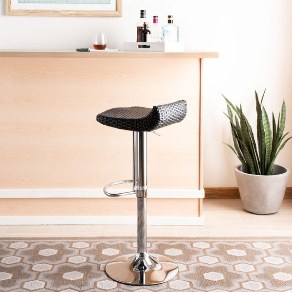 Safavieh Juji Modern Adjustable Swivel Bar Stool With Basket-Weave Design For Kitchen And Home Bar Seating FOX7527B