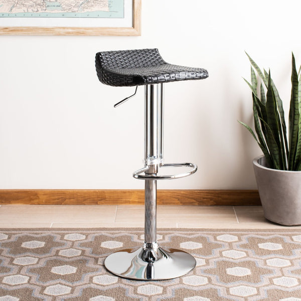 Safavieh Juji Modern Adjustable Swivel Bar Stool With Basket-Weave Design For Kitchen And Home Bar Seating FOX7527B