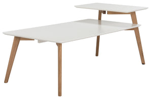 Safavieh Basil Contemporary Two-Tier Coffee Table With Chic White Finish And Natural Oak Accent For Modern Homes FOX8200A