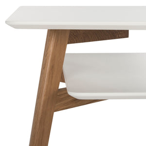 Safavieh Basil Contemporary Two-Tier Coffee Table With Chic White Finish And Natural Oak Accent For Modern Homes FOX8200A