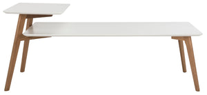 Safavieh Basil Contemporary Two-Tier Coffee Table With Chic White Finish And Natural Oak Accent For Modern Homes FOX8200A