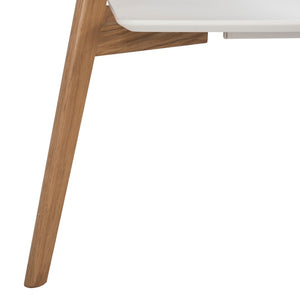 Safavieh Basil Contemporary Two-Tier Coffee Table With Chic White Finish And Natural Oak Accent For Modern Homes FOX8200A