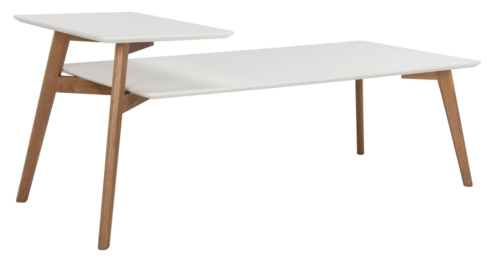 Safavieh Basil Contemporary Two-Tier Coffee Table With Chic White Finish And Natural Oak Accent For Modern Homes FOX8200A