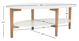 Safavieh Woodruff Oval Coffee Table - Scandinavian Design With Two-Tier Storage, White & Oak Finish For Modern Homes FOX8201A