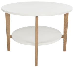 Safavieh Woodruff Oval Coffee Table - Scandinavian Design With Two-Tier Storage, White & Oak Finish For Modern Homes FOX8201A