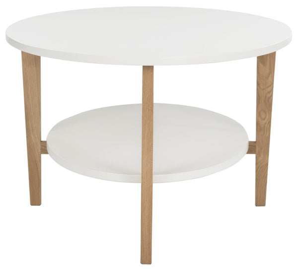 Safavieh Woodruff Oval Coffee Table - Scandinavian Design With Two-Tier Storage, White & Oak Finish For Modern Homes FOX8201A
