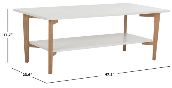 Safavieh Caraway Rectangular Coffee Table - Modern Parisian Design With Dual-Tier Storage & White Oak Finish FOX8202A