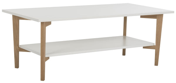 Safavieh Caraway Rectangular Coffee Table - Modern Parisian Design With Dual-Tier Storage & White Oak Finish FOX8202A