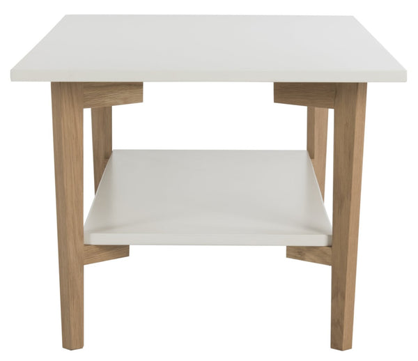 Safavieh Caraway Rectangular Coffee Table - Modern Parisian Design With Dual-Tier Storage & White Oak Finish FOX8202A