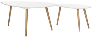 Safavieh Saffron Split Coffee Table - Modern White & Natural Oak Design For Stylish Living Spaces & Functionality FOX8203A