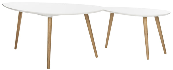 Safavieh Saffron Split Coffee Table - Modern White & Natural Oak Design For Stylish Living Spaces & Functionality FOX8203A