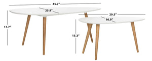 Safavieh Saffron Split Coffee Table - Modern White & Natural Oak Design For Stylish Living Spaces & Functionality FOX8203A