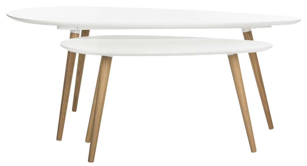 Safavieh Saffron Split Coffee Table - Modern White & Natural Oak Design For Stylish Living Spaces & Functionality FOX8203A