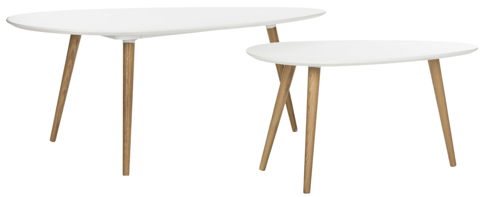 Safavieh Saffron Split Coffee Table - Modern White & Natural Oak Design For Stylish Living Spaces & Functionality FOX8203A