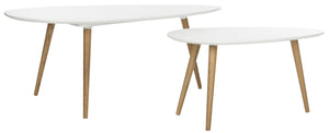 Safavieh Saffron Split Coffee Table - Modern White & Natural Oak Design For Stylish Living Spaces & Functionality FOX8203A