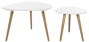 Safavieh Saffron Split Coffee Table - Modern White & Natural Oak Design For Stylish Living Spaces & Functionality FOX8203A